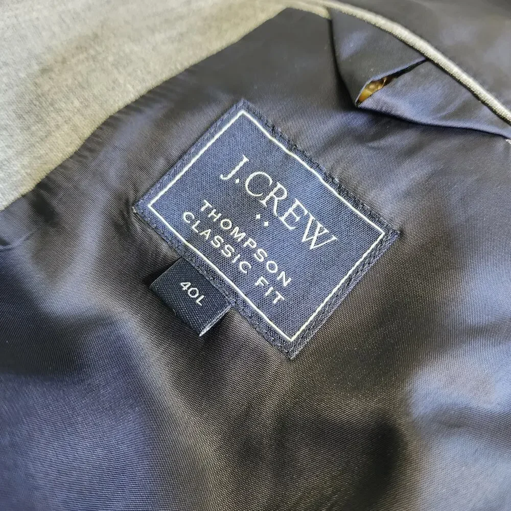 J Crew Factory Mens Classic Fit Thompson Wool Blazer Jacket Size 40L Gray Career
